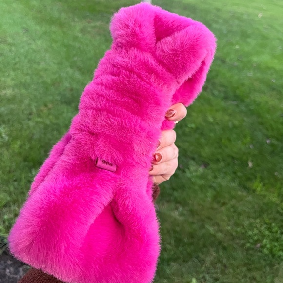 UGG faux fur hot pink headband hat cold weather gear main image 4